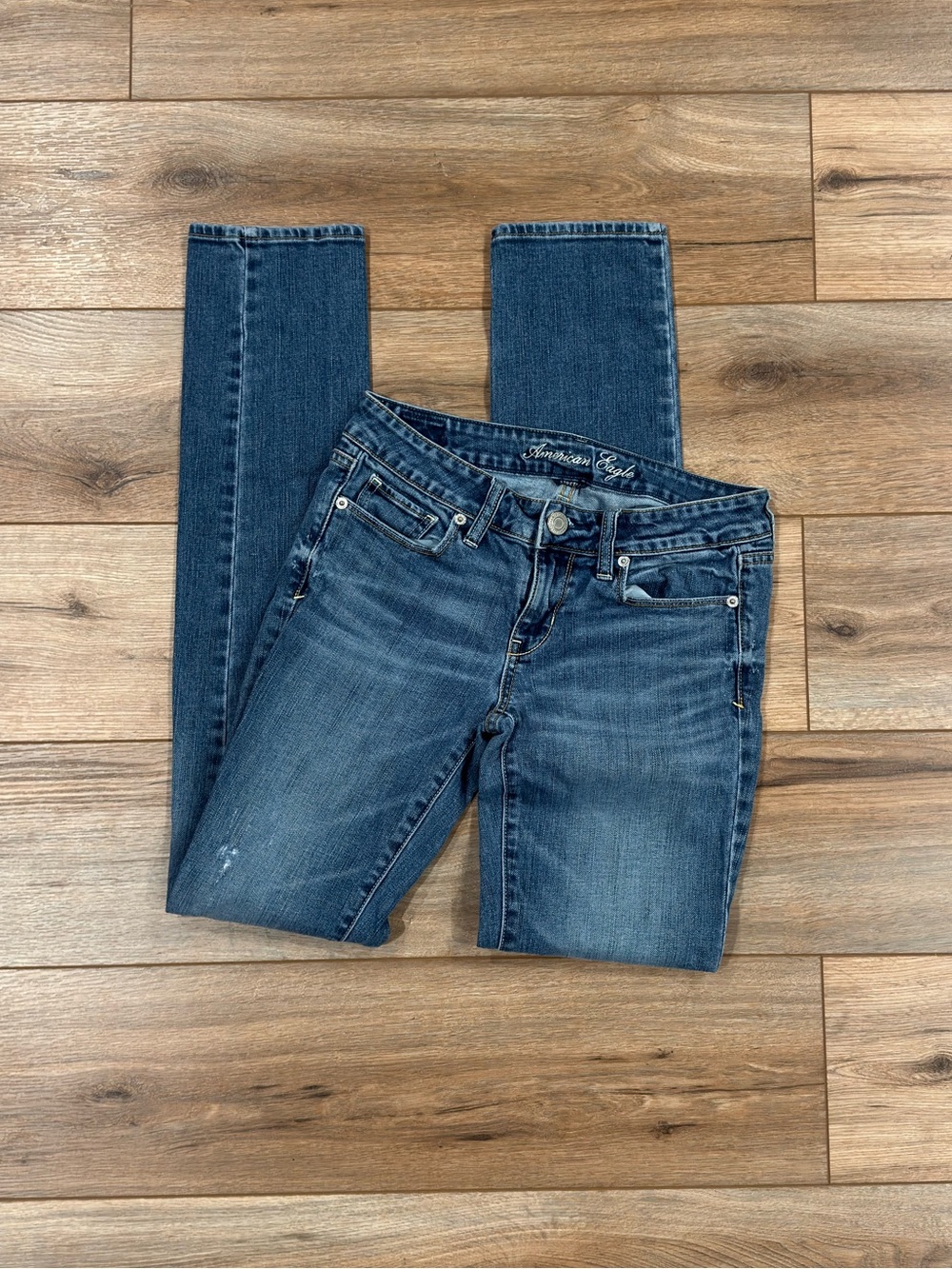 AMERICAN EAGLE Vintage 2000s Y2k Low-rise Faded Skinny Jeans | Size 2 Long